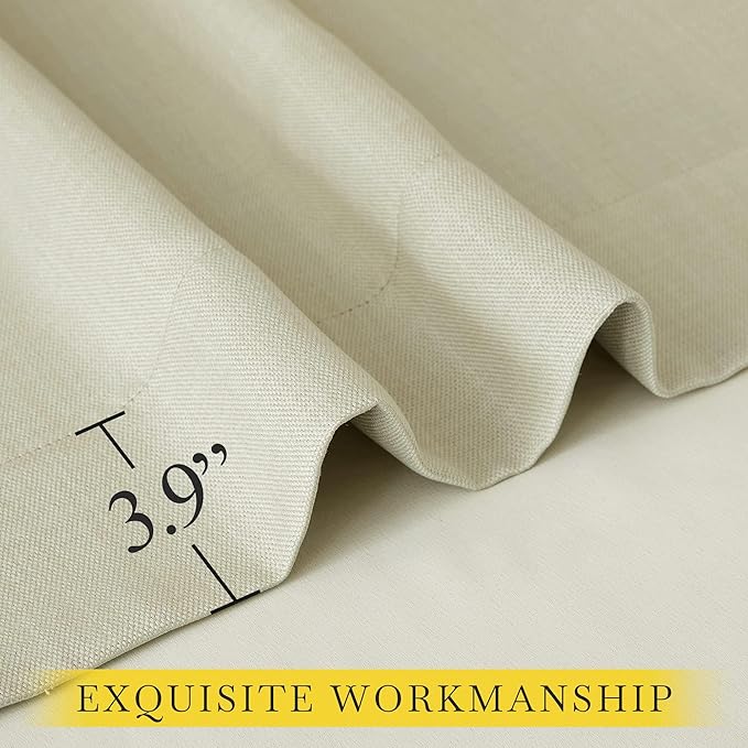 NICETOWN Room Darkening Living Room Curtains 96 inches Long, Pinch Pleated Curtains Faux Linen Blend Light Blocking Noise Canceling Drapes for Bedroom, Linen Beige, W52 x L96, 2 Panels