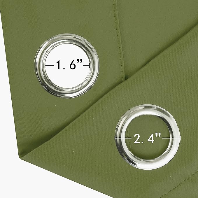 LEMOMO Olive Green Thermal Blackout Curtains/52 x 72 Inch/Set of 2 Panels Room Darkening Curtains for Bedroom