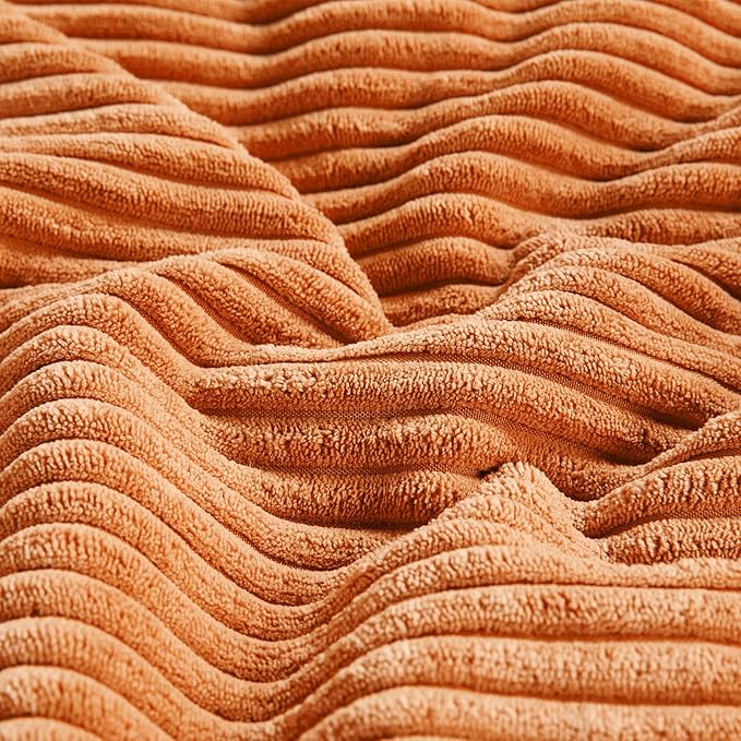 Fancy Homi 2 Packs Burnt Orange Lumbar Decorative Throw Pillow Covers 16x28 Inch for Living Room Couch Bed Sofa, Farmhouse Boho Home Decor, Soft Striped Corduroy Rectangle Accent Cushion Case 40x70 cm