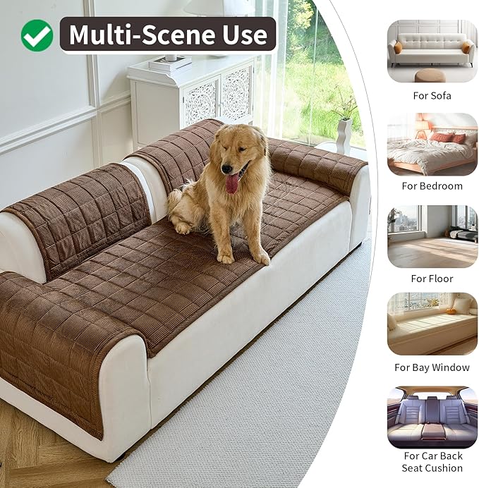 Couch Covers for Dogs Washable, Non Slip Couch Covers for Loveseat Sofa Pet Friendly, Soft Fuzzy Sofa Covers for Pet, Dog Couch Cover Furniture Protector(1PC,Dark Brown,27.6"x82.7")