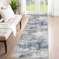 2x7 Runner Rug for Hallway, Washable Modern Abstract Runner Rugs Neutral Soft Non Slip Kids Rug Stain Resistant Indoor Runners for Entryway Bedroom Kitchen Laundry Room(BlueWhite, 2'x7')