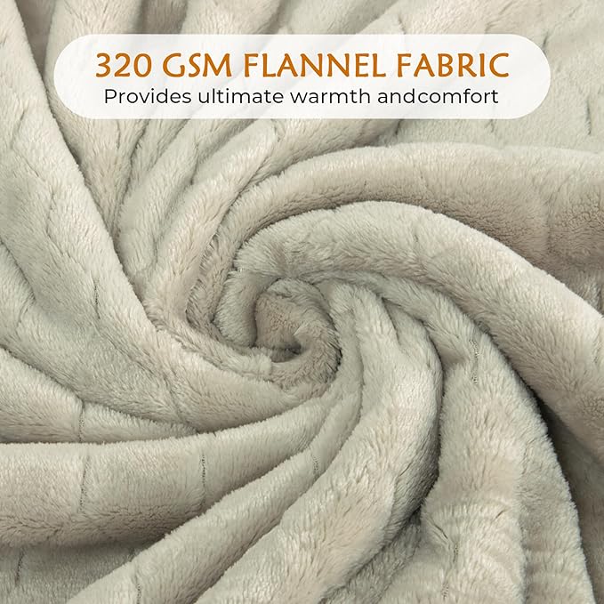 TOONOW Fleece Blanket Super Soft Cozy Throw Blanket 50" x 60", Lightweight Fuzzy Comfy Textured Flannel Blanket Warm Plush Throw Blankets for Couch, Sofa, Bed, Pumice Stone