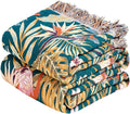 MSGKV Boho Throw Blanket for Couch 50"x60" 100% Cotton Jungle Animal Blanket Spring Breathable Lightweight Blankets for Sofa Home Decor Muslin All Seasons