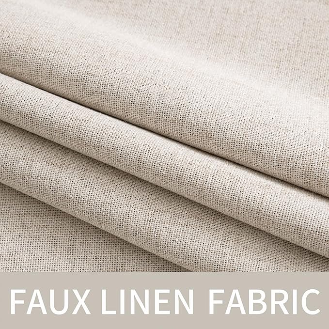 MIULEE 100% Blackout Linen Textured Curtains for Bedroom Solid Thermal Insulated Natural Grommet Room Darkening Curtains & Drapes Luxury Decor for Living Room Nursery 52 x 108 Inch (2 Panels)
