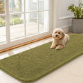 OLANLY Dog Door Mat for Muddy Paws 59x20, Absorbs Moisture and Dirt, Absorbent Non-Slip Washable Doormat, Quick Dry Chenille Mud Mat, Entry Indoor Entryway Carpet for Inside Floor, Willow Green
