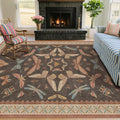 5x8 Brown Rugs for Living Room, Soft Boho Rugs for Bedroom, Non Slip Dining Room Carpet for Under Table, Vintage Farmhouse Home Décor, Low Pile Stain Resistant Mat