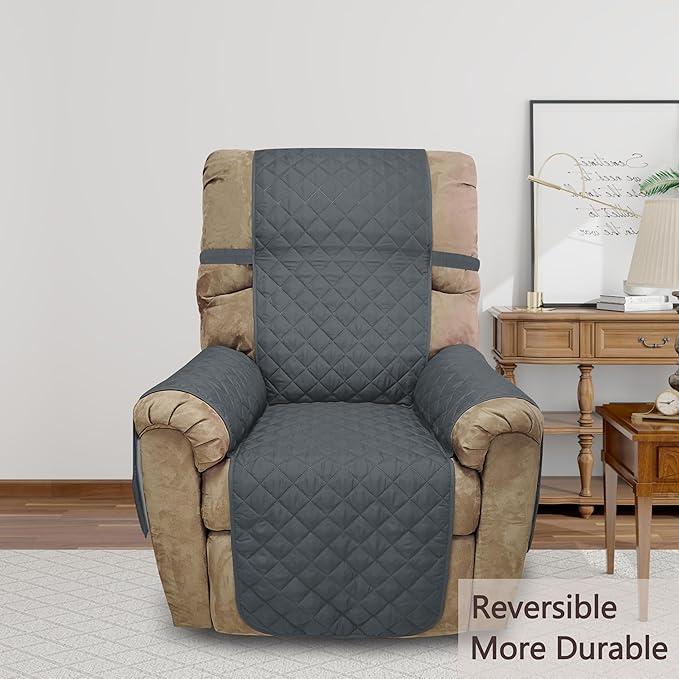 Recliner Chair Covers Reversible Sofa Cover Couch Cover for Pets Lazy Boy Furniture Protector(28''Recliner,Dark Blue/Dark Blue)