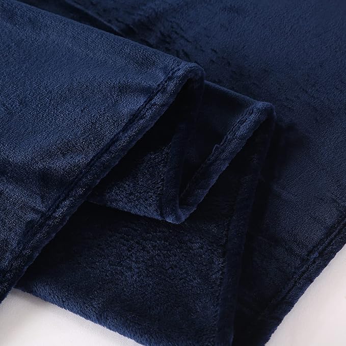 TASTHROW Large Flannel Fleece Throw Blanket, 50×70 Inch - Cozy Lightweight Thick Blanket - All Seasons Suitable for Women, Men and Kids (Navy)