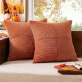 MIULEE Rust Decorative Throw Pillow Covers 16x16 Inch for Couch Bed Sofa Pack of 2 Boho Farmhouse Throw Pillows Soft Cross Corduroy Patchwork Textured Cushion Cases