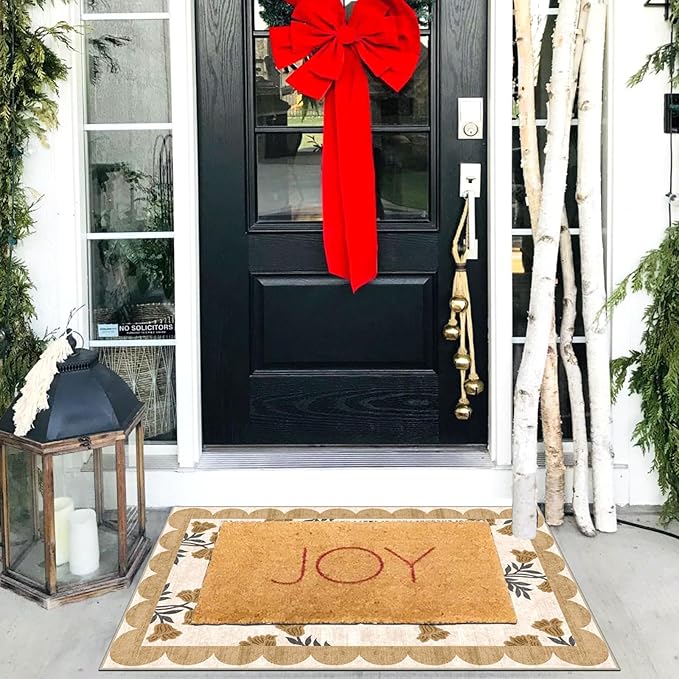 Front Door Mat Outside Entrance - 2x3 Spring Floral Non-Slip Washable Doormat Indoor Outdoor Door Mat Beige Vintage Farmhouse Entry Rug Small Throw Rugs for Entryway Kitchen Front Porch Decor