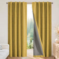 Joydeco Blackout Curtains for Bedroom - 100% Light Blocking 2 Panels Set Yellow Drapes 37" W x 63" L, Thermal Insulated Room Darkening Curtains, Linen Textured for Living Room, Rod Pocket & Back Tabs