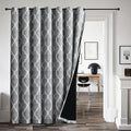 Beauoop 100% Blackout Curtains 96 Inches Long for Patio Sliding Door Grey Extra Wide Moroccan Geo Room Darkening Gray Thermal Soundproof Room Divider Grommet Window Treatment Drapes,100x96 Set of 1