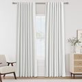 Guken White 100% Blackout Linen Curtains 52 Inch Wide by 88 Inch for Living Room Bedroom Back Tab/Rod Pocket Thermal Insulated Black Out Linen 2 Drapes Room Darkening Window Curtains