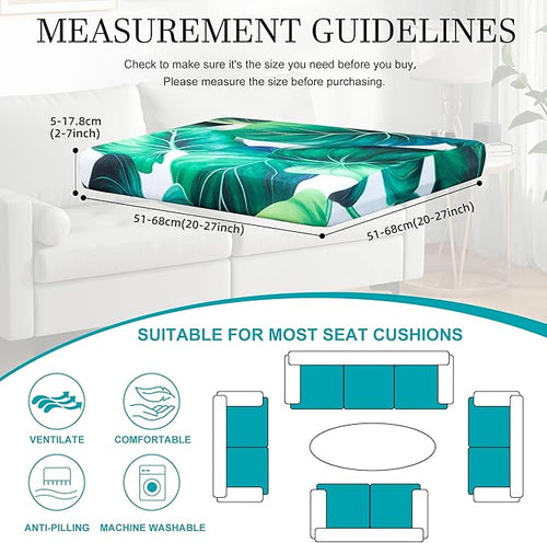12 Pcs Stretch Patio Cushion Covers,Outdoor Couch Covers Replacement,Outdoor Couch & Sofa Slipcovers,for Patio Furniture Cushion Covers,Washable Reusable Furniture Protector (Green Leaf,Cover Only)