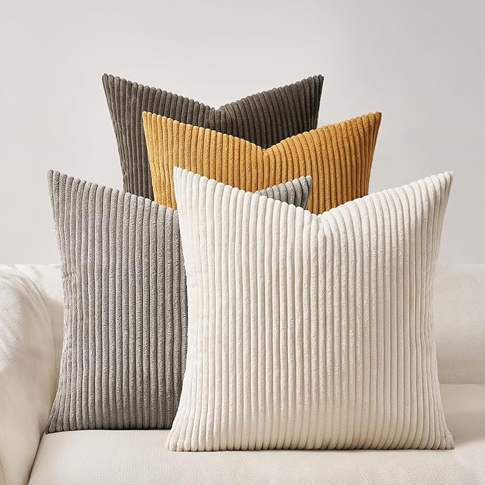 Topfinel Decorative Brown Throw Pillow Covers Cushion Cases, Set of 4 Soft Velvet Modern Double-Sided Designs, Rustic Home Decor, Pillow Inserts Not Included (22x22 inch)
