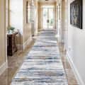 3x16 Washable Hallway Runner Rug: Extra Long Runners for Entryway Living Room Dining Room - Stain and Water Resistant Rugs with Non-Slip Backing - Soft Low-Pile Carpet 16ft Navy Grey