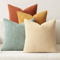 MIULEE Boho Farmhouse Throw Pillow Covers 18x18 Inch Set of 4 Summer Modern Natural Decorative Cushion Covers Soft Corduroy Home Decor for Spring Couch Bed Sofa Living Room Teal-Rust Gradient Series