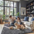 3x5 Rug, Bedside Preppy Dorm Area Rug, College Essentials Small Carpets for Bedroom, Anti Slip Grey Living Room Rugs Home Decor (Dark Grey, 3x5 Feet)