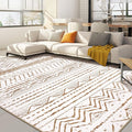Nakagishi Area Rugs 8x10 Living Room: Washable Boho Large Neutral Soft Farmhouse Rug Stain Resistant Modern Geometric Indoor Floor Carpet for Bedroom Nursery Playroom Office Dining Room- Brown White