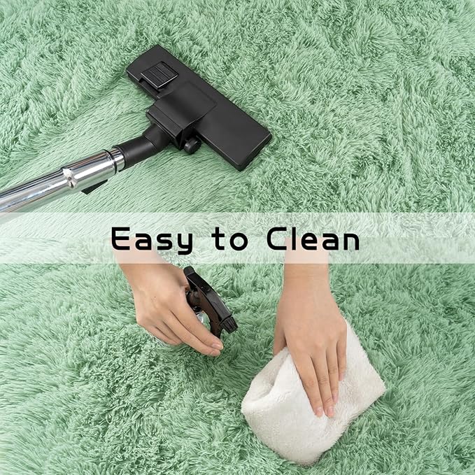 Pionblank Fluffy Large Rug for Living Room 6x9 Feet, Modern Soft Shag Area Rug, Plush Fuzzy Carpet for Bedroom Girls Boys Room Home Nursery Teens Dorm Decor, Mint Green