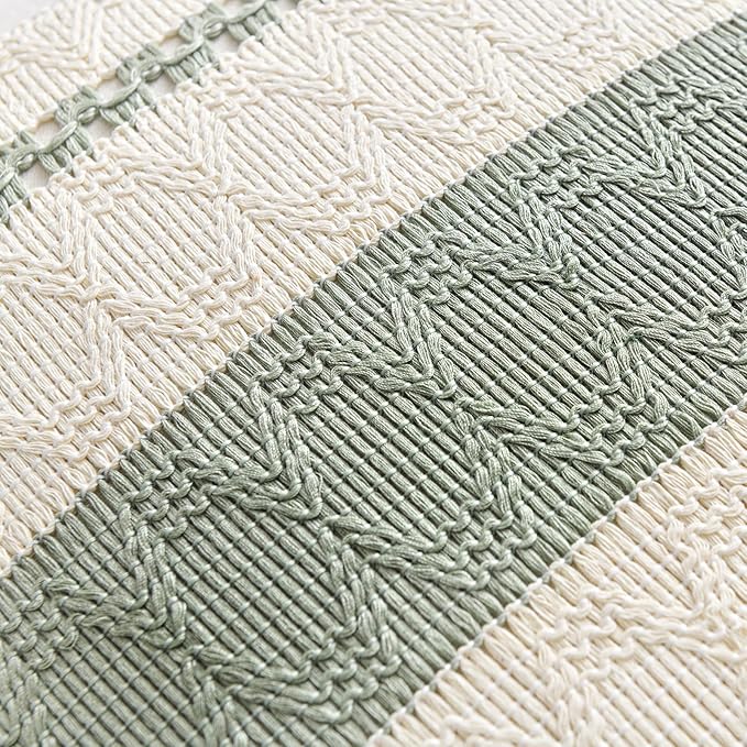 Fancy Homi Set of 1 Sage Green Boho Lumbar Decorative Throw Pillow Covers 16x24 Inch for Living Room Bedroom Couch Bed Sofa, Rustic Retro Cushion Case, Bohemian Room Home Decor, Women Teen Girls Gift