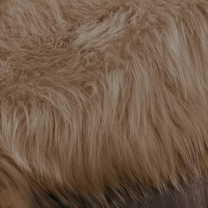 Latepis Brown Beige 2x5 Washable Small Rug Faux Sheepskin Fur Rug Fluffy Shag Rugs for Living Room Bedroom Dorm Furry Plush Rugs Cute Room Decor