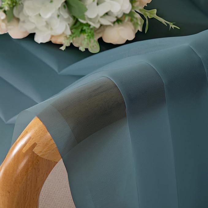 OWENIE Dusty Blue Sheer Curtains 90 Inches Long 2 Panels Set for Living Room Bedroom, Light Filtering Rod Pocket Clear Sheer Curtain 2Pcs, Each 42" W x 90" L, Total 84 Inch Width