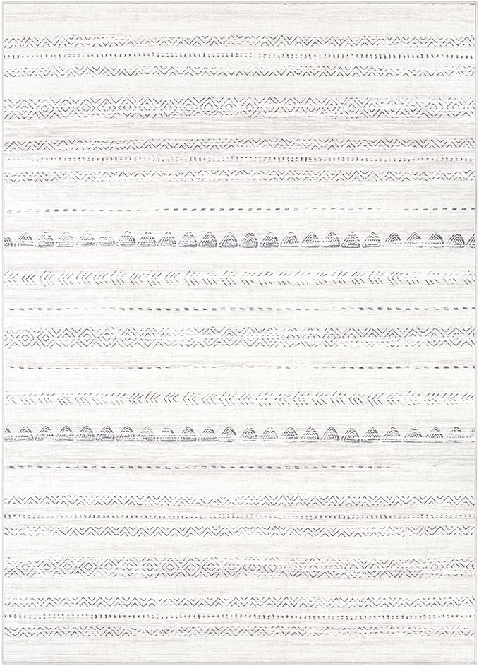 Nakagishi 6x10 Area Rugs Living Room: Washable Boho Large Neutral Soft Farmhouse Rug Stain Resistant Modern Moroccan Non-Slip Indoor Carpet for Bedroom Nursery Kids Playroom Office Dining Room- Gray