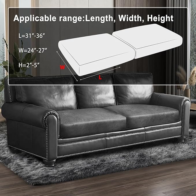 Leather Look Couch Cushion Covers Sofa Seat Slipcovers Sets Couches Furniture Protector for Sectional Armchair Loveseat Pets Kids Stretch Spandex Fabric (2 Cushion Sofa, Light Grey)