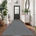 KOZYFLY Extra Long Runners for Hallways 3x14 ft Washable Kitchen Runner Non Slip Rubber Backed Hallway Rug Cotton Entryway Runner Rug Floor Carpet for Indoor Hall, Kitchen, Stair, Grey/Dark Grey