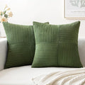 MIULEE Moss Green Decorative Throw Pillow Covers 18x18 Inch for Couch Bed Sofa Spring Decor Pack of 2 Boho Farmhouse Throw Pillows Soft Cross Corduroy Patchwork Textured Cushion Cases