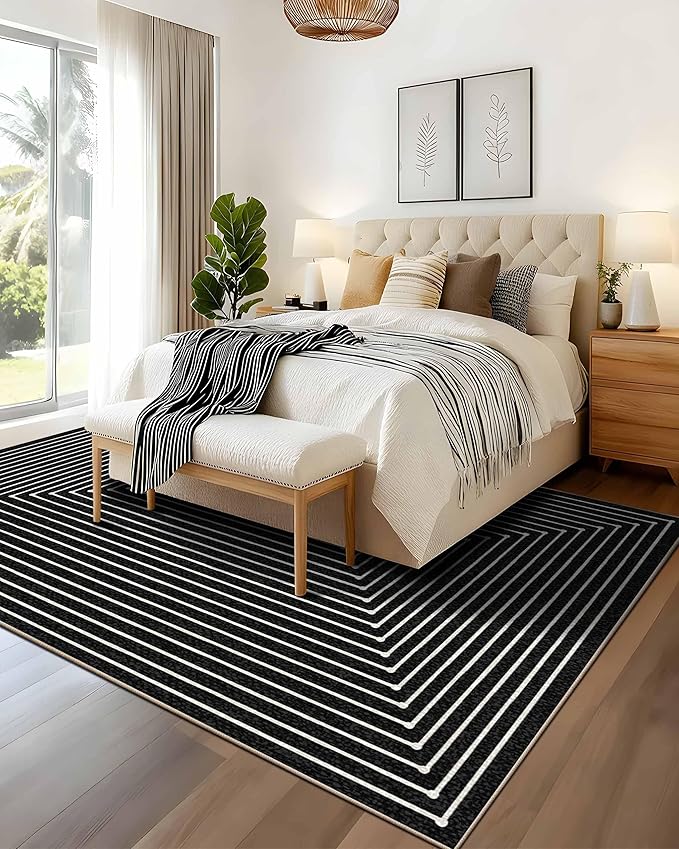 Latte&Fog 8x10 Area Rugs for Living Room, Large Modern Abstract Washable Rug, Boho Non Slip Low Pile Carpet for Indoor Bedroom Dining Room, Office, Dorm, Classroom, Farmhouse and Kids Room