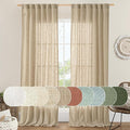 LAMIT Linen Semi Sheer Curtains 96 inches Long 2 Panels Set, Light Filtering Panels Back Tab and Rod Pocket Floor to Ceiling Curtains for Bedroom/Living Room, Brown, 52 x 96 Inch