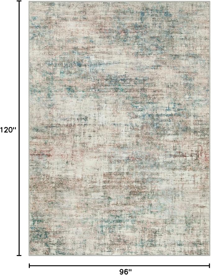 8x10 Area Rugs Washable Rug: Large Modern Abstract Living Room Rug Soft Anti-Skid Thin Carpet Indoor Floor Non-Shedding Carpets for Bedroom Dining Room Farmhouse Nursery Home Office Multi