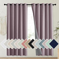 NICETOWN Chaise Mauve Vintage Linen 100% Blackout Curtains for Playroom, Thermal Insulated Curtains 72" Long, Noise Reducing Window Treatment Drapes for Laundry Room, 62" Wide Per Panel, Set of 2