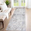 XLUEZ 2x7 Runner Rug for Hallway, Washable Modern Abstract Runner Rugs Neutral Soft Non Slip Kids Rug Stain Resistant Indoor Runners for Entryway Bedroom Kitchen Laundry Room(Bluegrey, 2'x7')