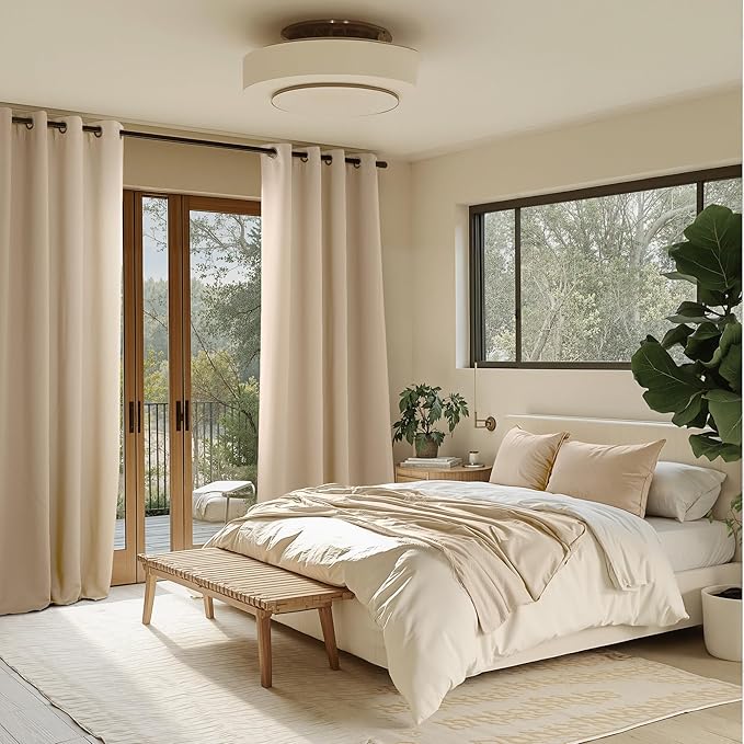 NICETOWN Room Darkening Draperies Curtains Panels, 2 Panels Biscotti Beige W52 x L90