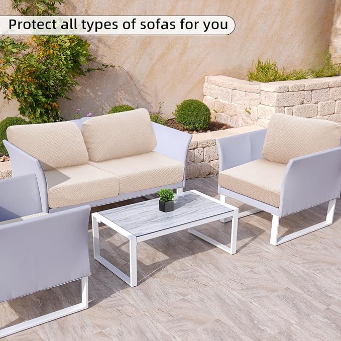 Outdoor Cushion Covers Set,8PCS Patio Furniture Couch Seat Slipcovers, Replacement for Sofa Sectional Chair(Cover，Only)