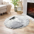Ashler Faux Fur Rug - Fluffy Shaggy Area Rug, Ultra Soft 3 x 3 Feet Round, Frosted Bottom Gray Fuzzy Rug, Machine Washable, Nursery Decor Throw Rugs for Bedroom, Kids Room, Living Room