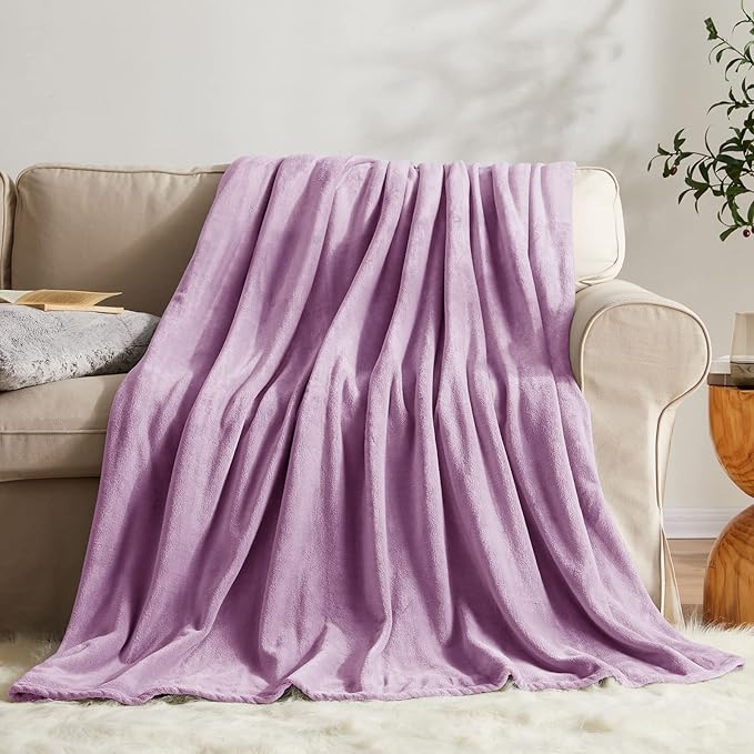 KMUSET Fleece Blanket Twin Size Lilac Lightweight Super Soft Cozy Luxury Bed Blanket Microfiber