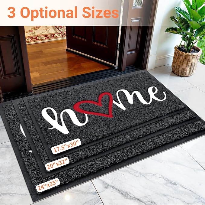 StepLively Door Mat Home Welcome Mats Outdoor and Indoor, Heavy-Duty Low-Profile Non-Slip Front Welcome Mat for Home Entrance, Outside Entry, Yard, Floor, Patio (30''x17.5'', Black)