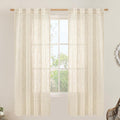 LAMIT Semi Sheer Beige Linen Curtains 72 inch Length, Light Filtering Panels Back Tab and Rod Pocket Neutral Drapes for Bedroom/Living Room, Beige, 2 Panels, 34 x 72 Inch