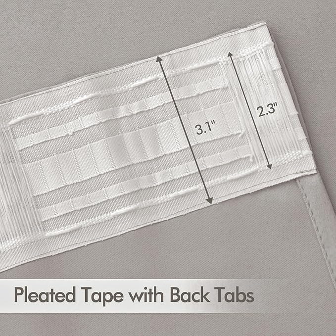 MIULEE Stone Back Tab Blackout Curtains 90 Inches Long 2 Panels Set for Living Room Bedroom Privacy, Rod Pocket/Pinch Pleat Thermal Insulated Room Darkening Pleated Light Blocking Drapes