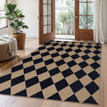 Lahome Colette Checkered Easy Jute Outdoor Rug, 5x7 Area Rugs for Living Room Nature Large Dining Room Carpet, Farmhouse Outdoor Patio Non Slip Diamond Carpet for Home Office Bedroom Backyard Deck
