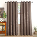 NICETOWN Linen Brown Curtains 96 inch Long, Grommet Privacy Added Thick Flax Window Treatments with Light Filtering Drapes for Bedroom/Farmhouse, W55 x L96, 2 Panels