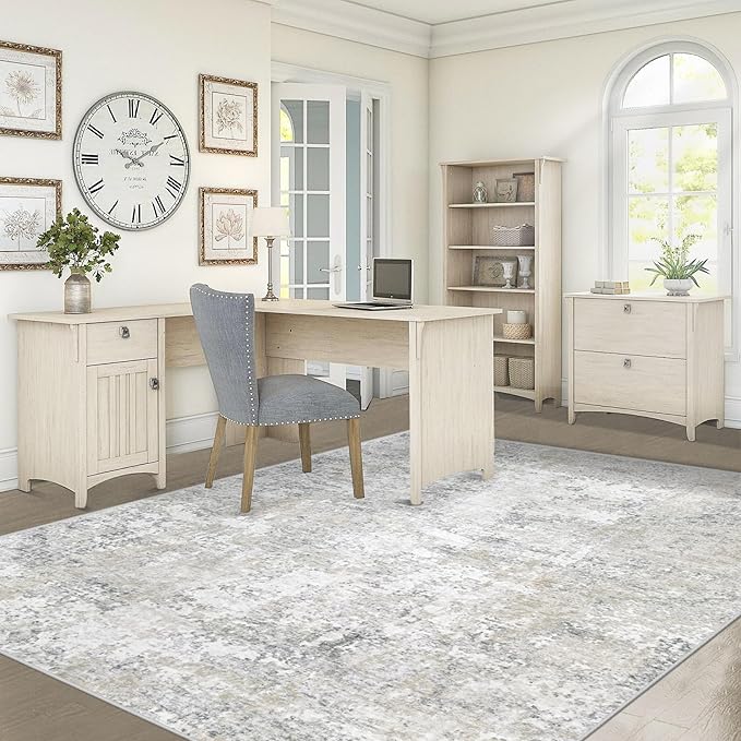 XLUEZ 5x7 Area Rugs for Living Room, Washable Modern Abstract Large Area Rug Neutral Soft Non Slip Kids Rug Stain Resistant Indoor Carpet for Bedroom Nursery Dining Room Playroom(BeigeGrey, 5'x7')