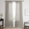 Silver Gery Linen Curtains 96 Inches for Bedroom Living Room Burlap Textured Linen Drapes Rod Back Tab Modern Farmhouse Coastal Decor Light Filtering Curtain for Dinning Room Office 52x96