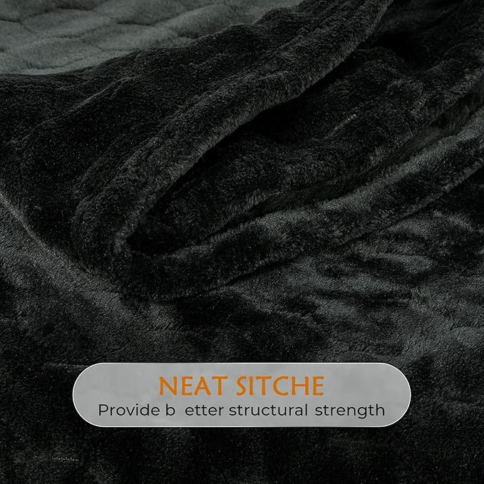 TOONOW Fleece Blanket Fuzzy Plush Throw Blanket 50" x 60", Super Soft Fluffy Bed Blanket Geometric Pattern Comfy Microfiber Flannel Blankets for Couch, Bed, Sofa, Black