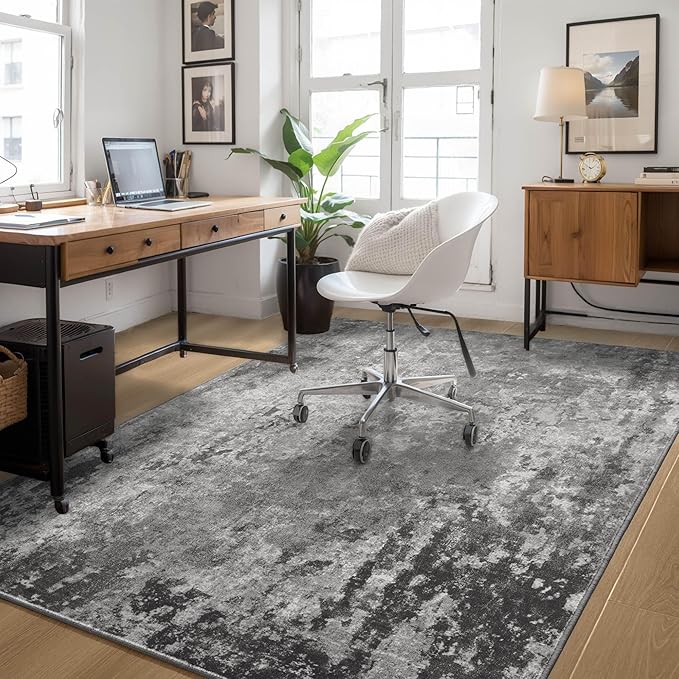 Entrance Rugs Indoor 3x5 Black Entry Rug Washable Abstract Black Small Area Rug Non-Slip Low Pile Throw Rugs for Entryway, Kitchen Floor, Front Door Indoor Door Mat, Bathroom, Bedroom Bedside
