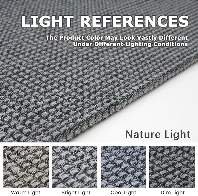 KOZYFLY Runners for Hallways 2x6 ft Washable Kitchen Runner Non Slip Rubber Backed Hall Runners Cotton Entryway Runner Rugs Floor Carpet for Indoor Backdoor Bedroom Kitchen, Grey/Dark Grey